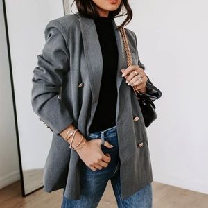 NWT Vici serious business charcoal pocketed blazer, size small